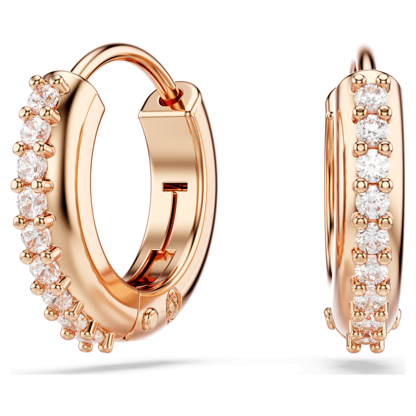 swarovski matrix hoop earrings  round cut  white  rose gold tone plated
