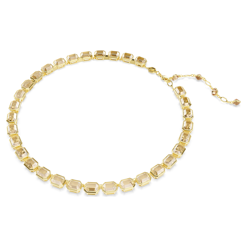 swarovski millenia tennis necklace  octagon cut  yellow  gold tone plated