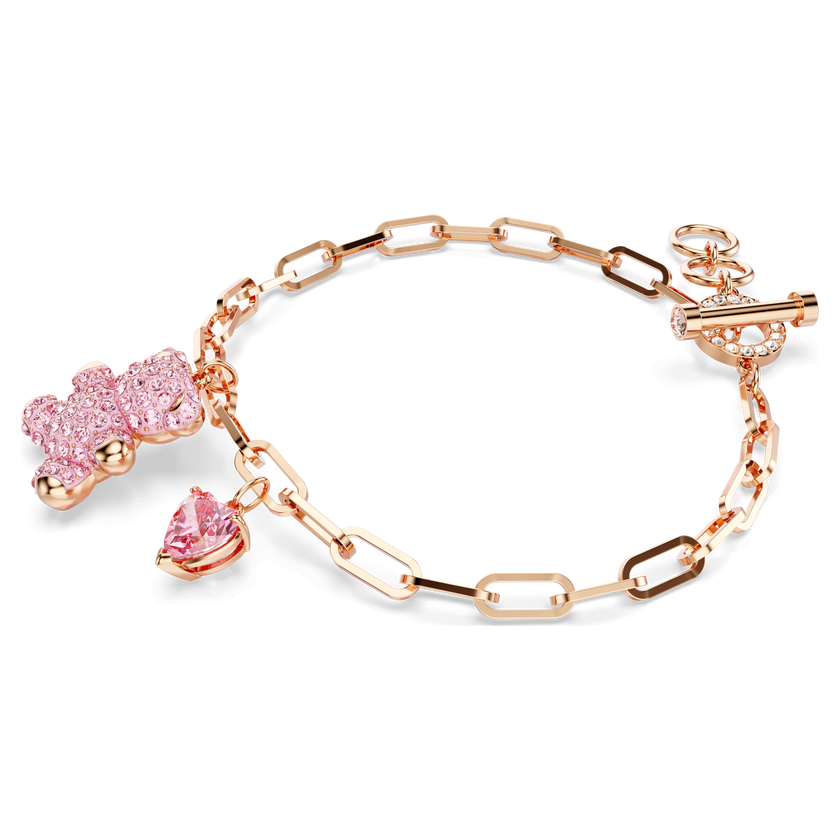 swarovski teddy bracelet  pink  rose gold tone plated