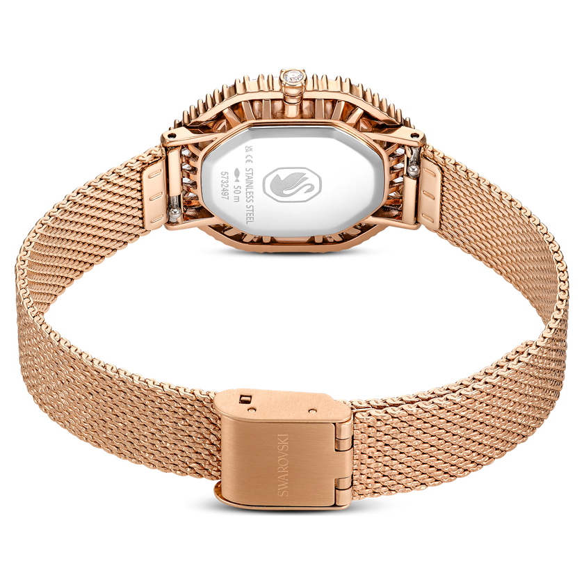 swarovski matrix octagon watch  metal bracelet  rose gold tone  rose gold tone finish