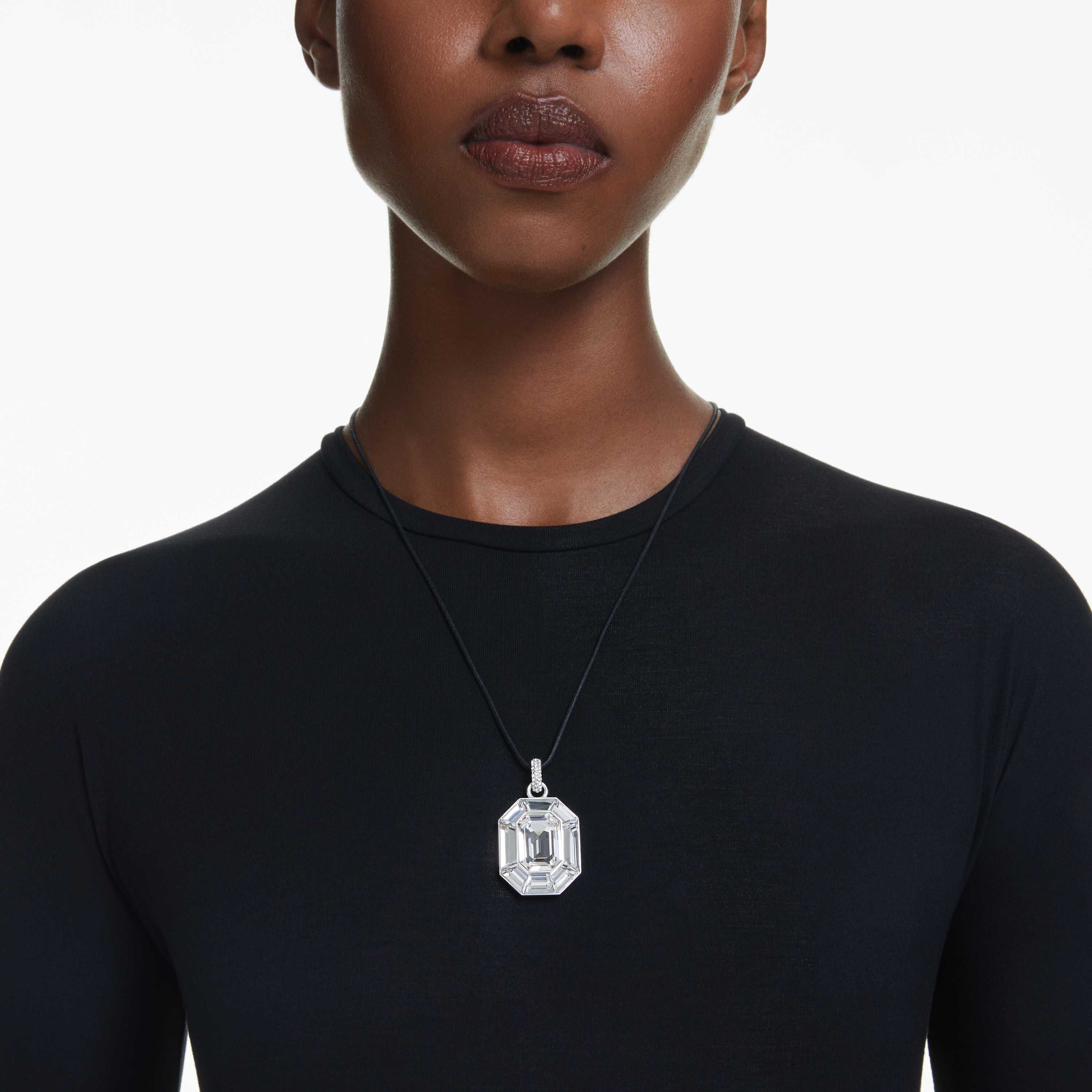 swarovski lucent pendant  octagon cut  white