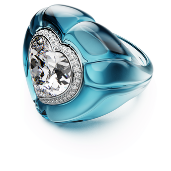 swarovski dulcis cocktail ring  heart cut  pav   heart  blue