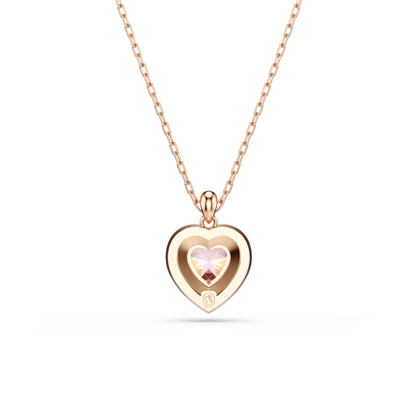 swarovski one pendant  heart cut  pav   heart  pink  mixed metal finish