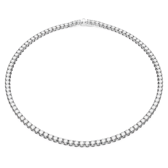 swarovski matrix tennis necklace round cut white rhodium plated