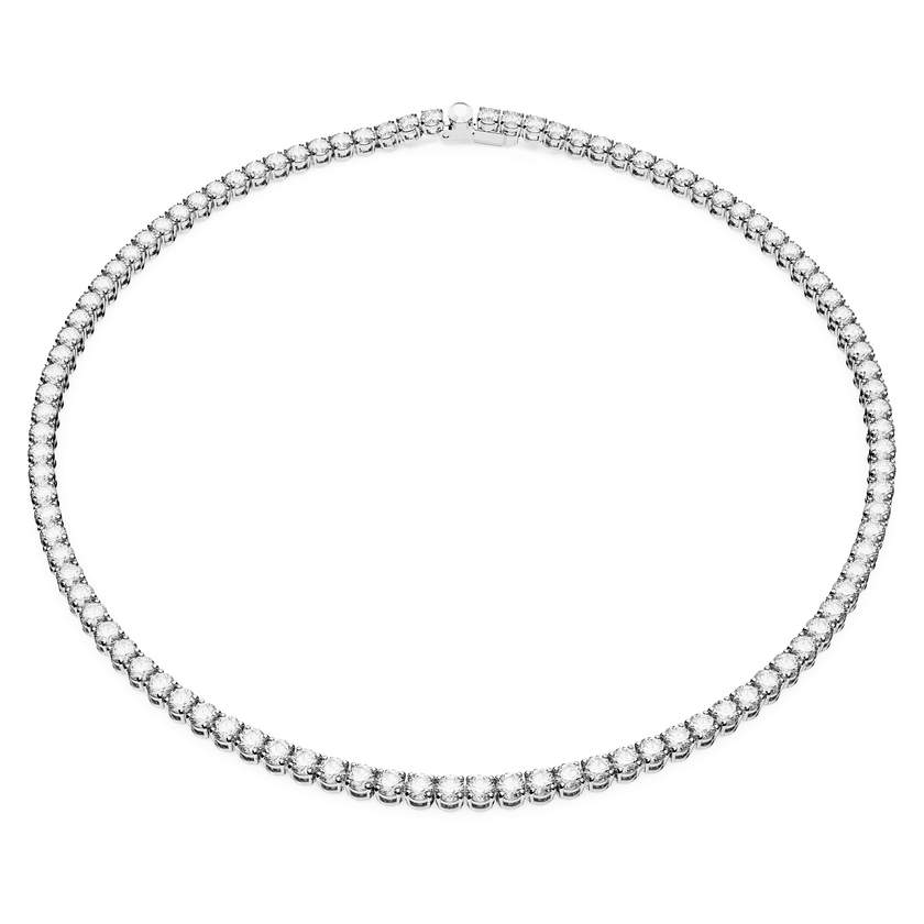 swarovski matrix tennis necklace  round cut  white  rhodium plated