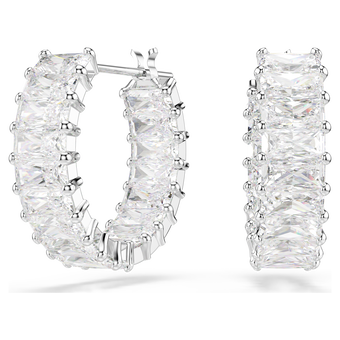 swarovski matrix hoop earrings baguette cut white rhodium plated