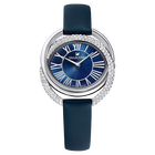 swarovski duo watch swiss made leather strap blue stainless steel