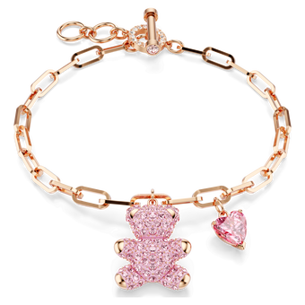 swarovski teddy bracelet  pink  rose gold tone plated