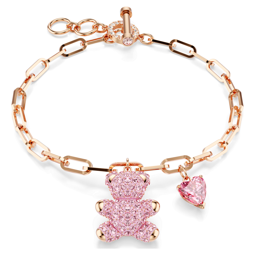 swarovski teddy bracelet  pink  rose gold tone plated