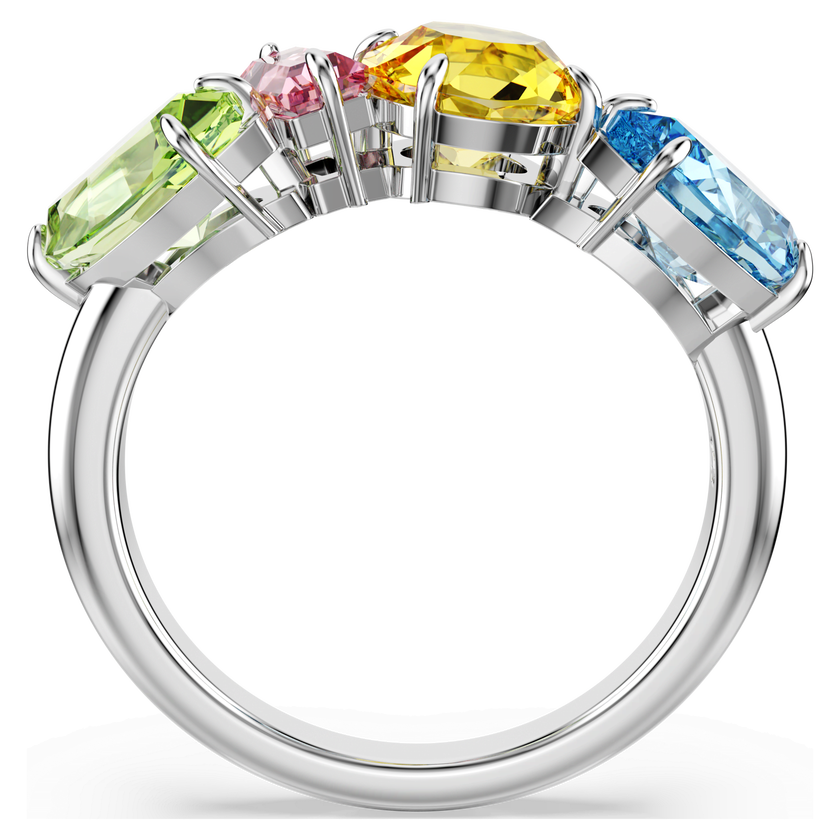 swarovski gema cocktail ring  mixed cuts  multicolored  rhodium plated