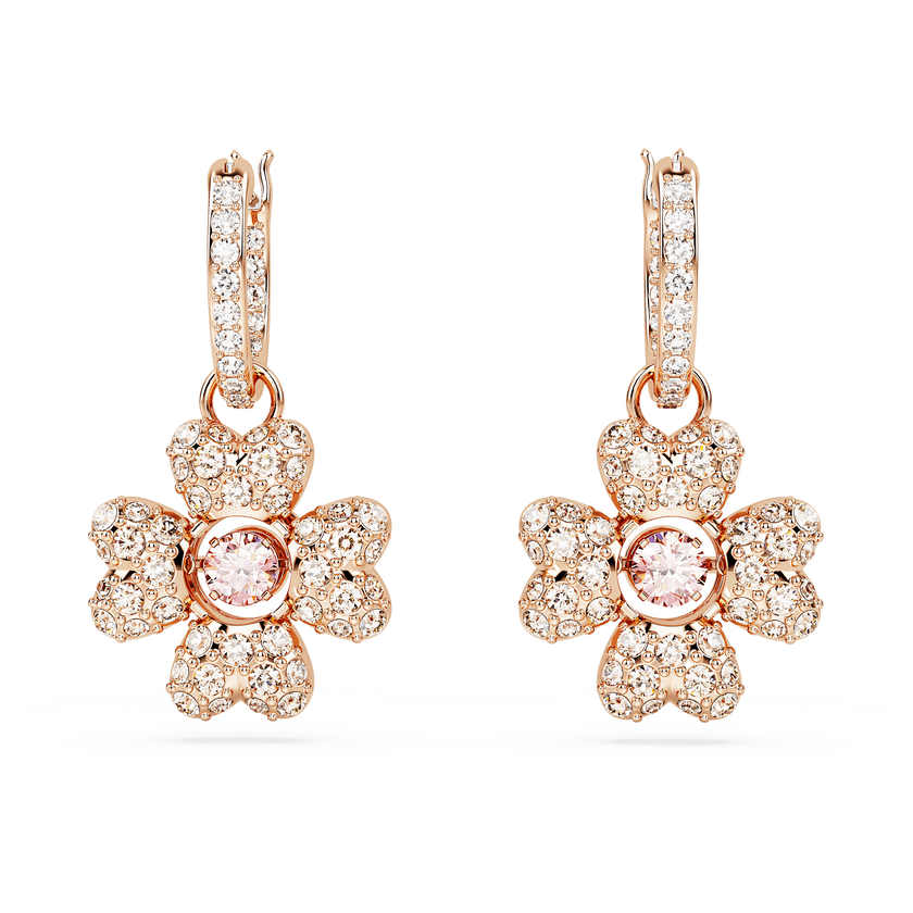 swarovski idyllia drop earrings  clover  white  rose gold tone plated