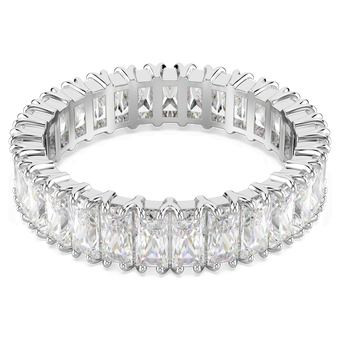 swarovski matrix ring  baguette cut  white  silver tone finish