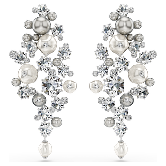 swarovski constella earrings crystal pearl round cut white rhodium plated