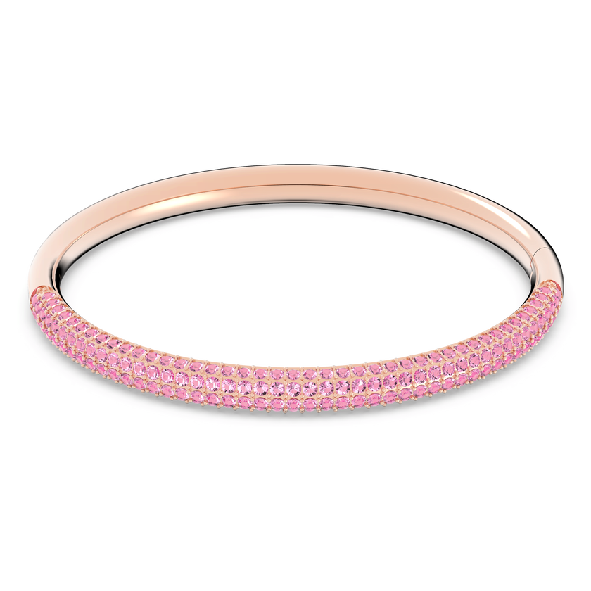 swarovski stone bangle  pink  rose gold tone pvd