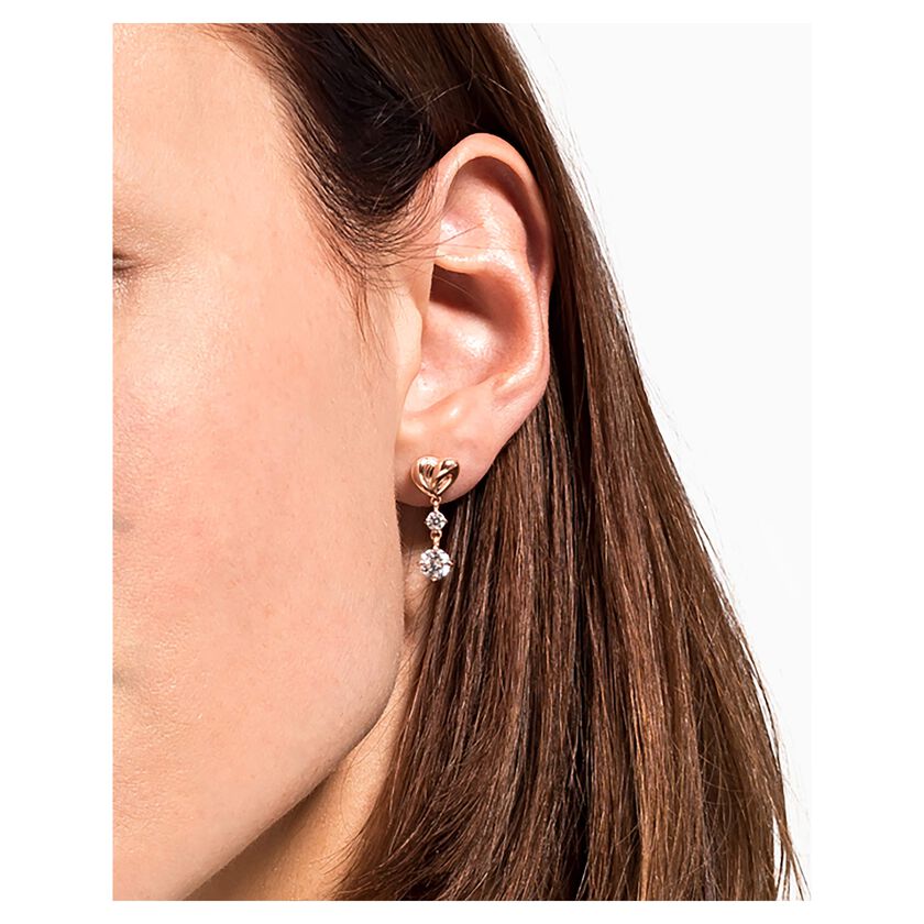 swarovski lifelong heart drop earrings  heart  white  rose gold tone plated