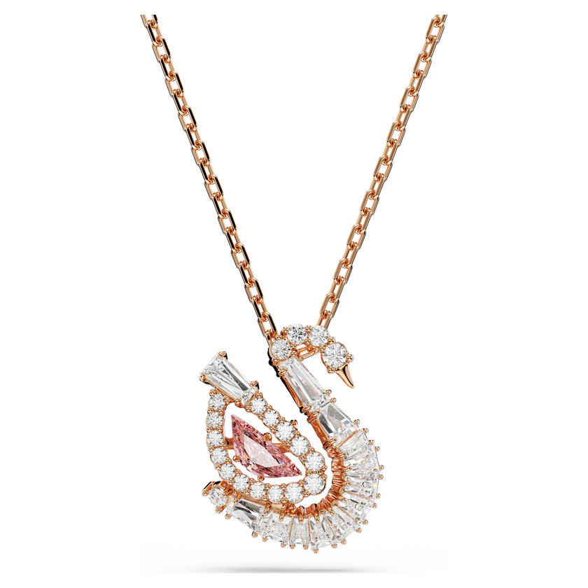 swarovski swan pendant  mixed cuts  swan  pink