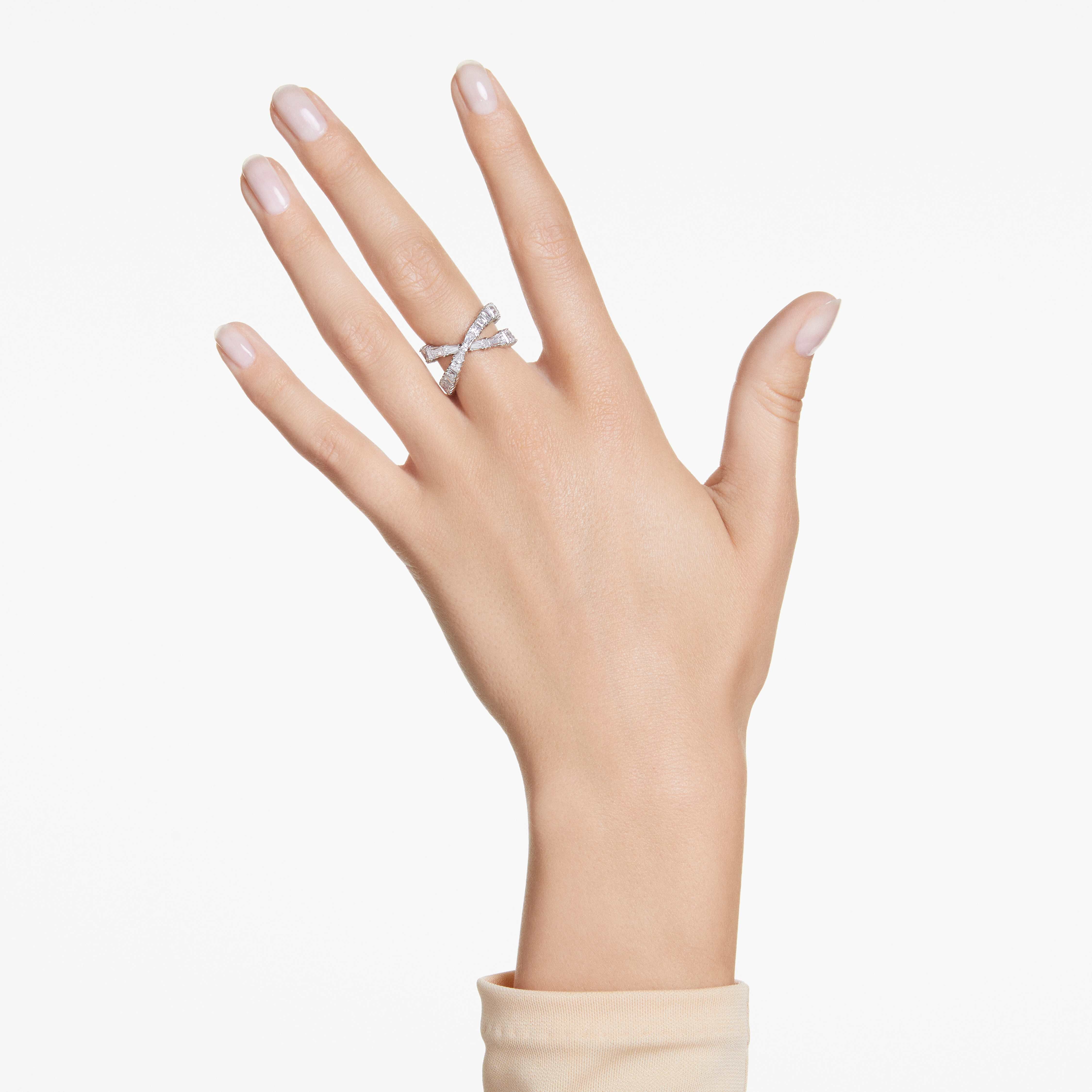swarovski hyperbola ring  infinity  white  rhodium plated