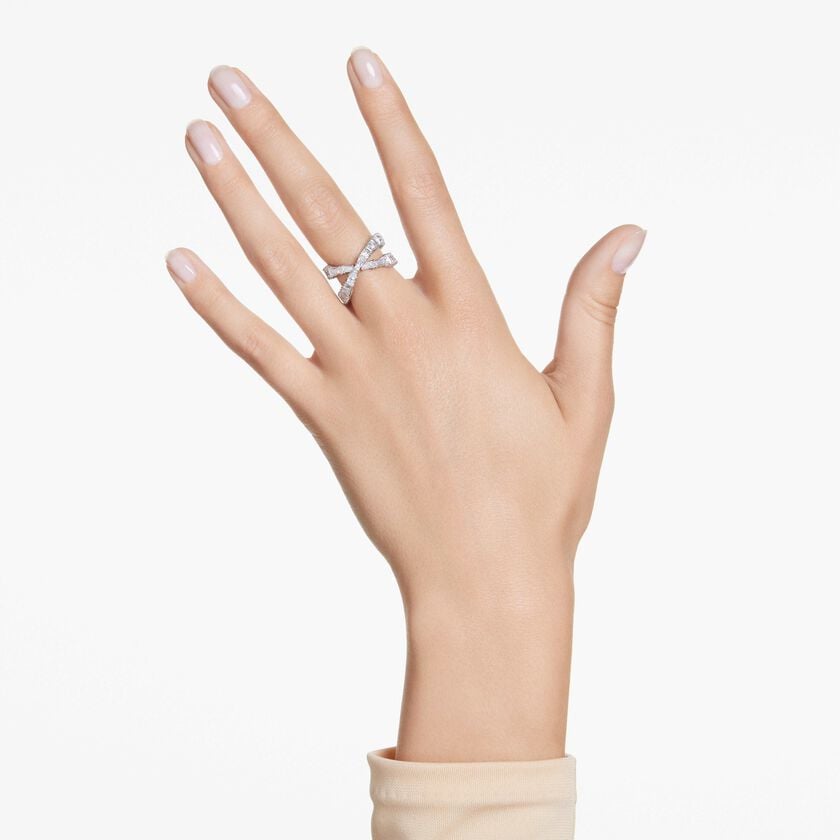 swarovski hyperbola ring  infinity  white  rhodium plated