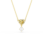 swarovski lifelong pendant  round cut  heart  white  gold tone plated