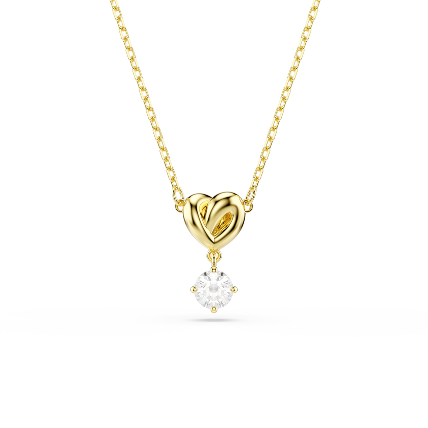 swarovski lifelong pendant  round cut  heart  white  gold tone plated