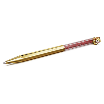 swarovski crystalline chinese new year ballpoint pen  octagon shape  year of the snake  red  gold tone plated