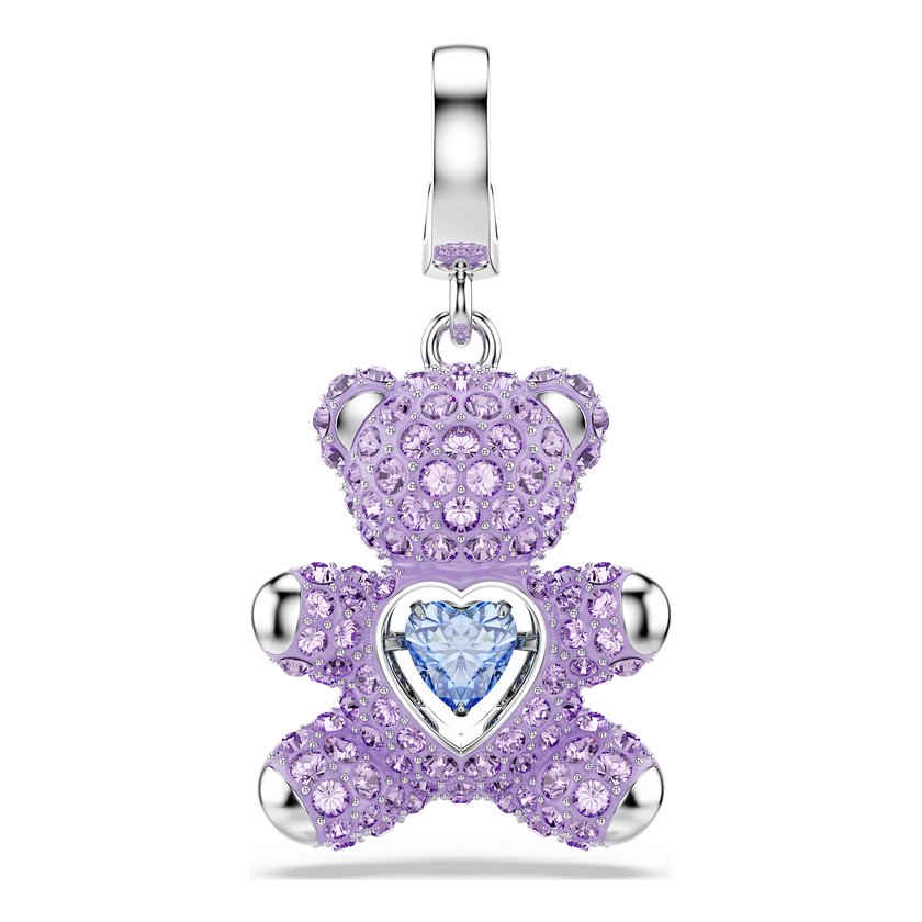 swarovski idyllia charm  mixed cuts  teddy  purple  rhodium plated