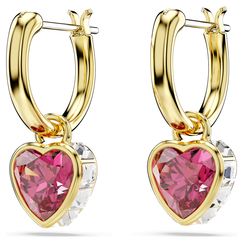 swarovski chroma drop earrings  heart  red  gold tone plated
