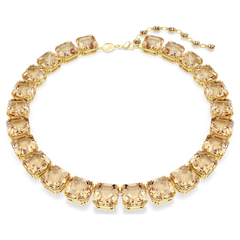 swarovski millenia tennis necklace octagon cut caramel gold tone plated