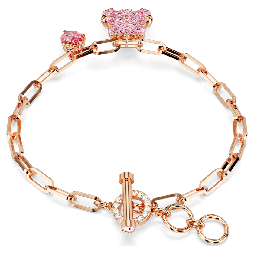 swarovski teddy bracelet  pink  rose gold tone plated