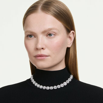 swarovski una angelic necklace  cushion cut  white  rhodium plated