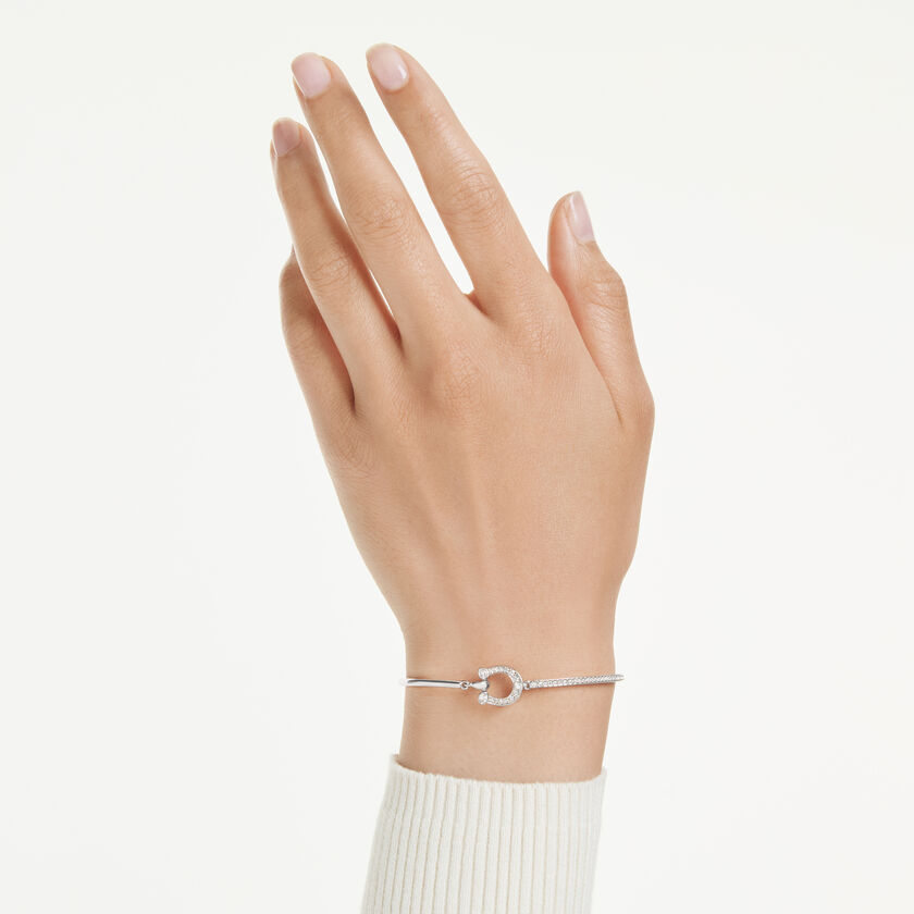 swarovski symbolica bracelet  pav   horse shoe  white  rhodium plated