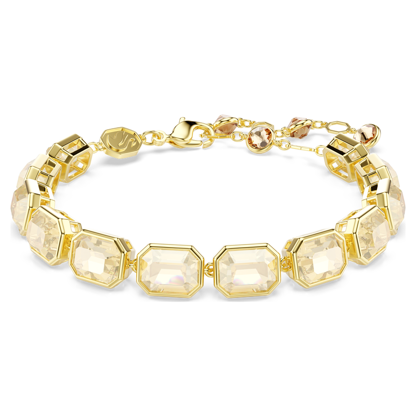 swarovski millenia tennis bracelet  octagon cut  caramel  gold tone plated
