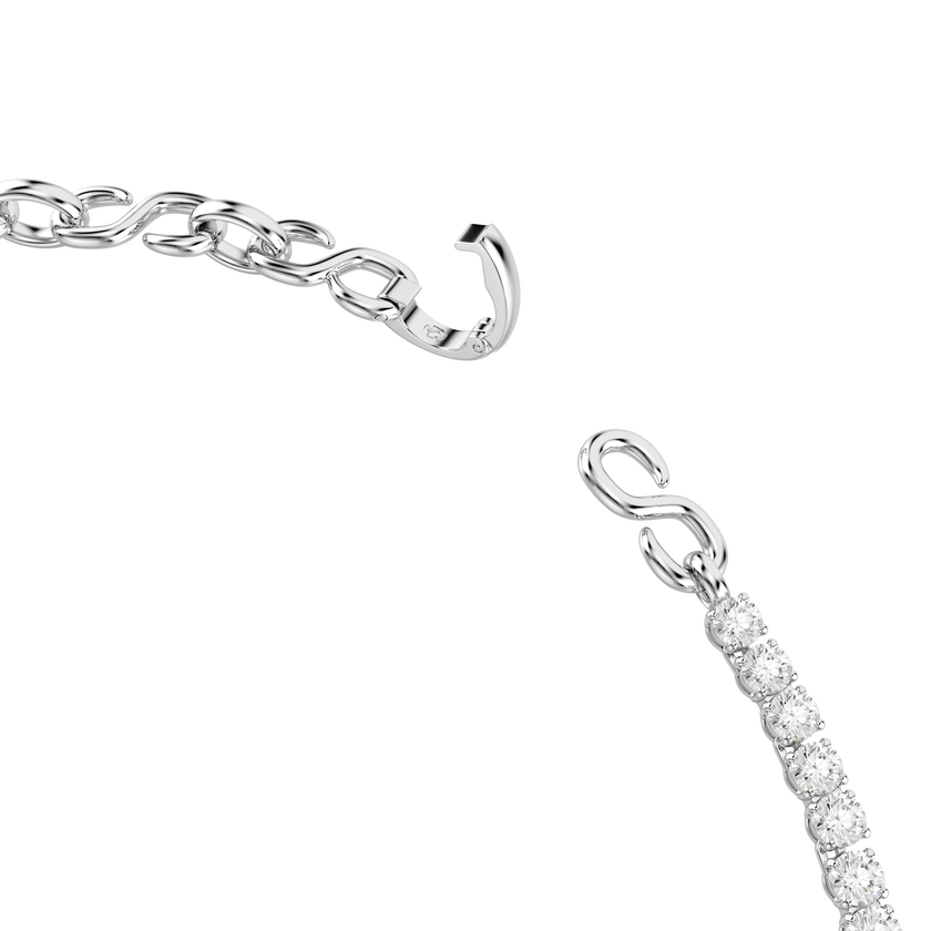 swarovski matrix necklace  s shape  round cut  white  rhodium plated