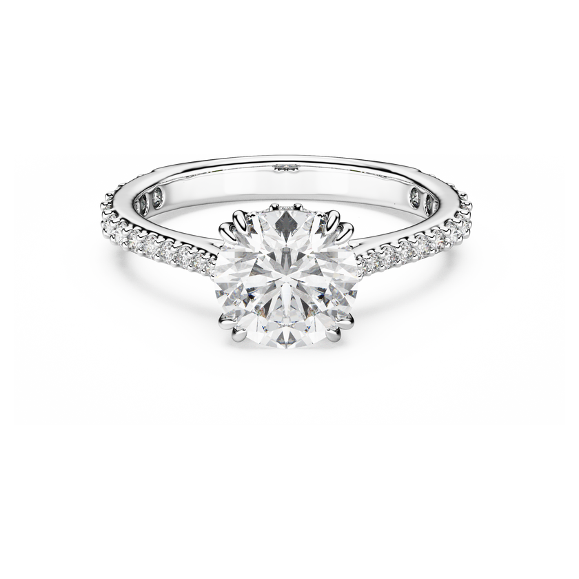 swarovski stilla cocktail ring  round cut  pav   white  silver tone finish