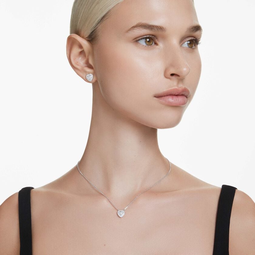 ariana grande x swarovski pendant  mixed cuts  heart  white  rhodium plated