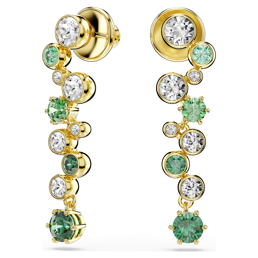 swarovski constella drop earrings  mixed cuts  green  gold tone plated