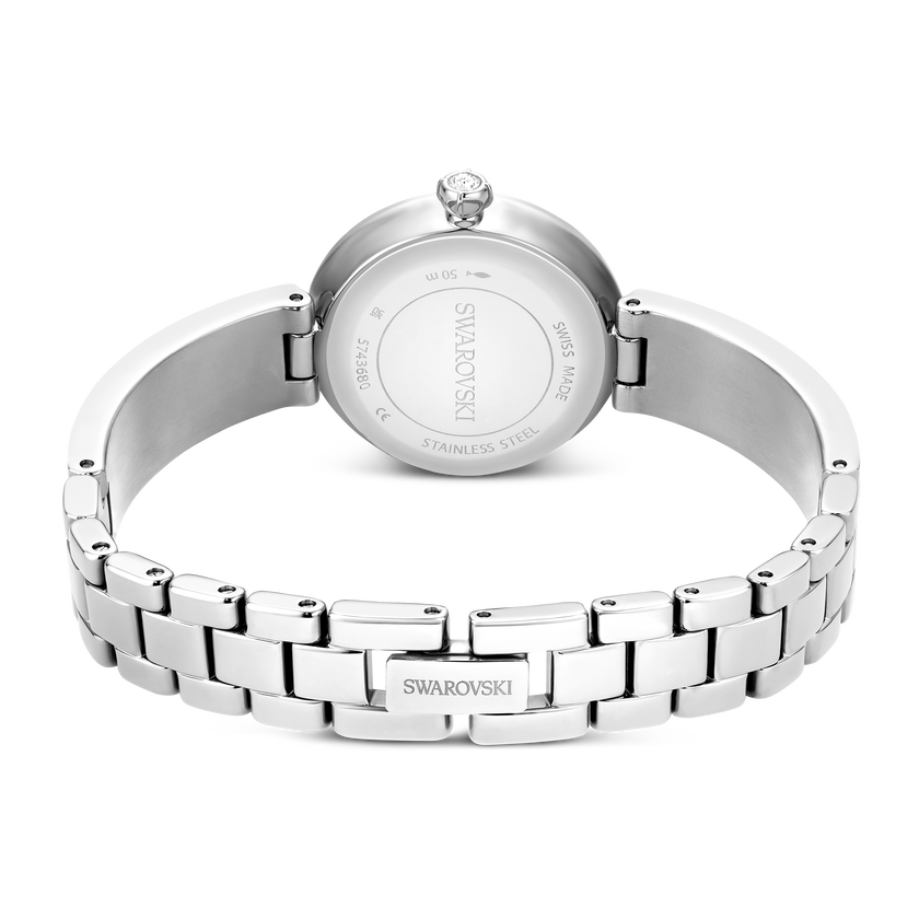 swarovski matrix pearl bangle watch  swiss made  crystal bracelet  white  stainless steel