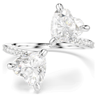 swarovski mesmera attract open ring heart cut pav heart white silver tone finish