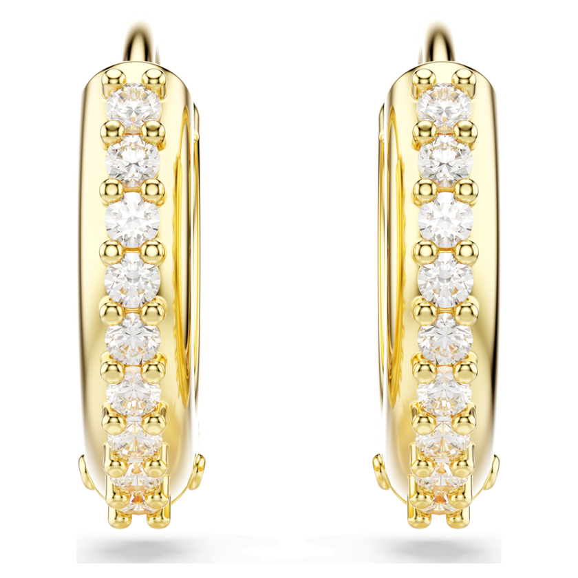 swarovski matrix hoop earrings  round cut  white  gold tone plated