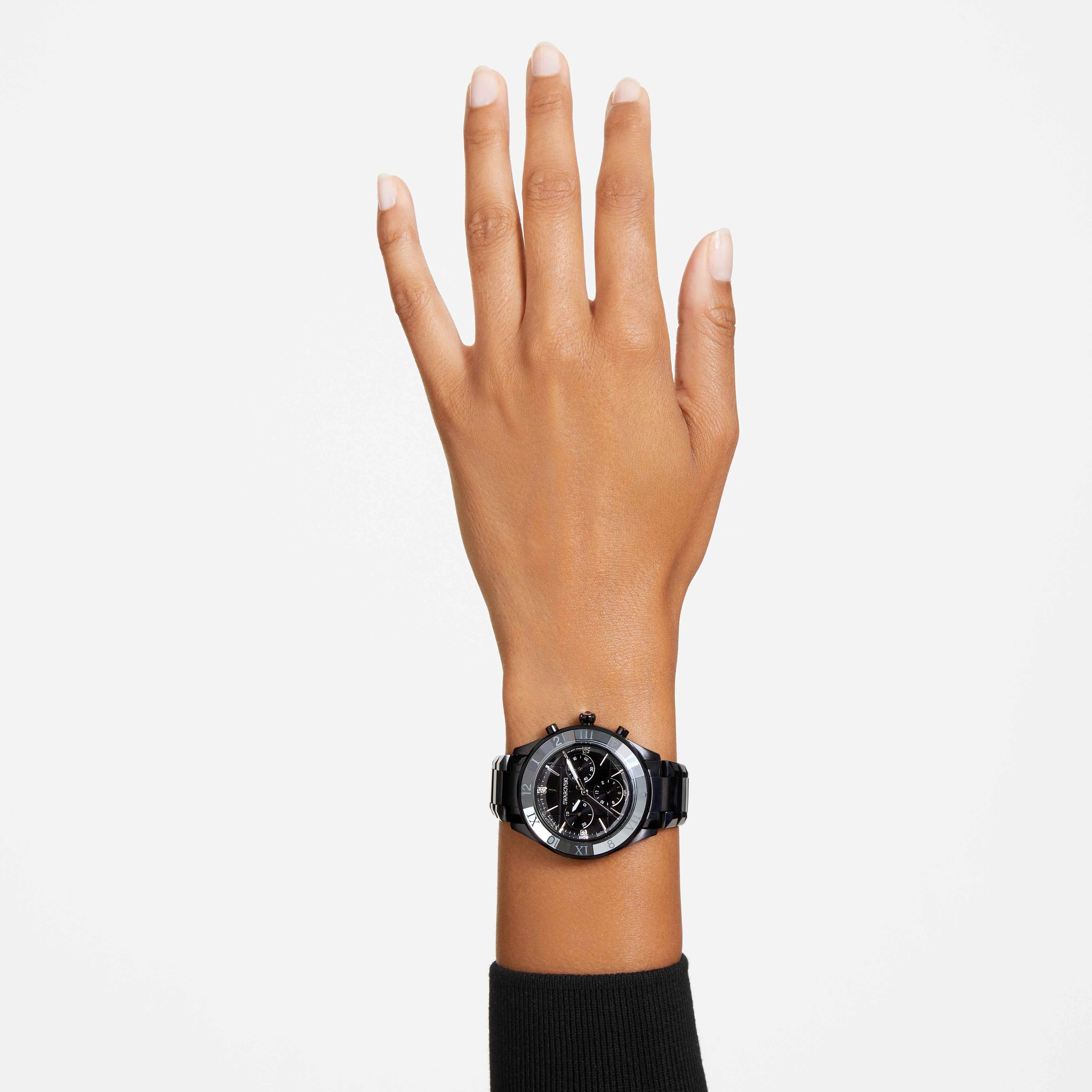 Buy Swarovski Watch Metal bracelet Black Black finish