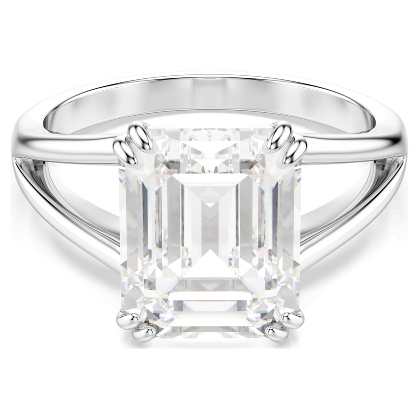 swarovski stilla ring  octagon cut  white  silver tone finish