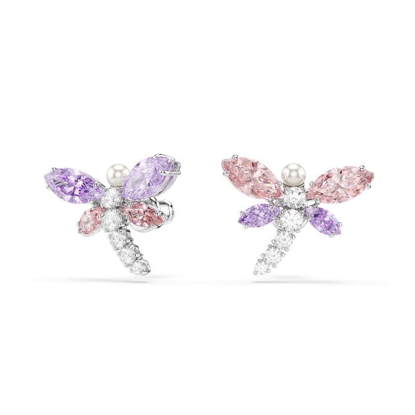 ariana grande x swarovski stud earrings  mixed cuts  dragonfly  multicolored  rhodium plated