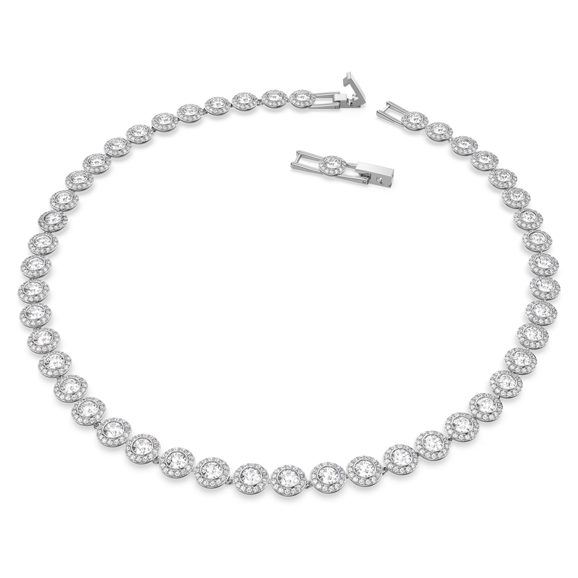 swarovski una angelic tennis necklace  round cut  medium  white  rhodium plated