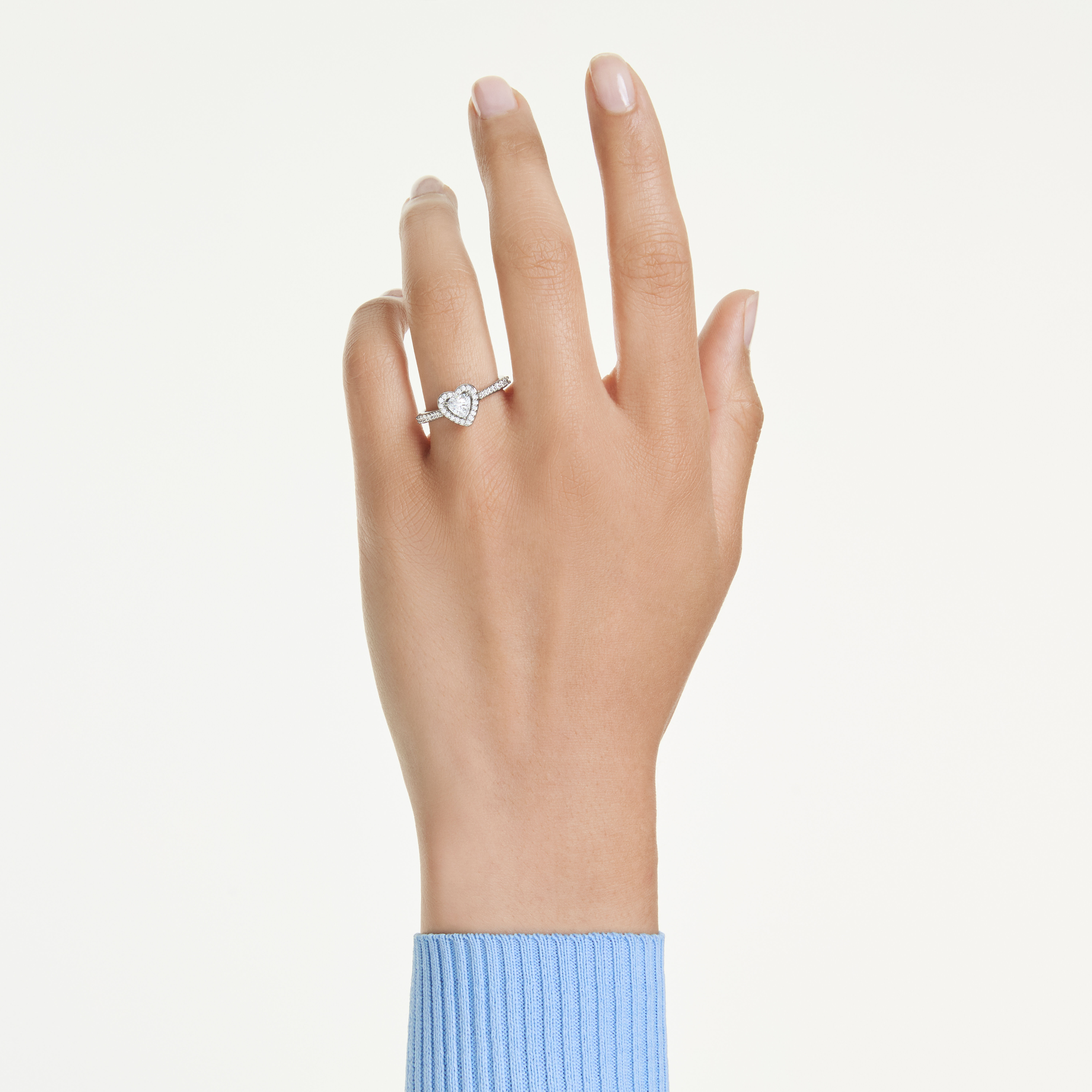 swarovski una angelic motif ring  mixed cuts  heart  white  rhodium plated