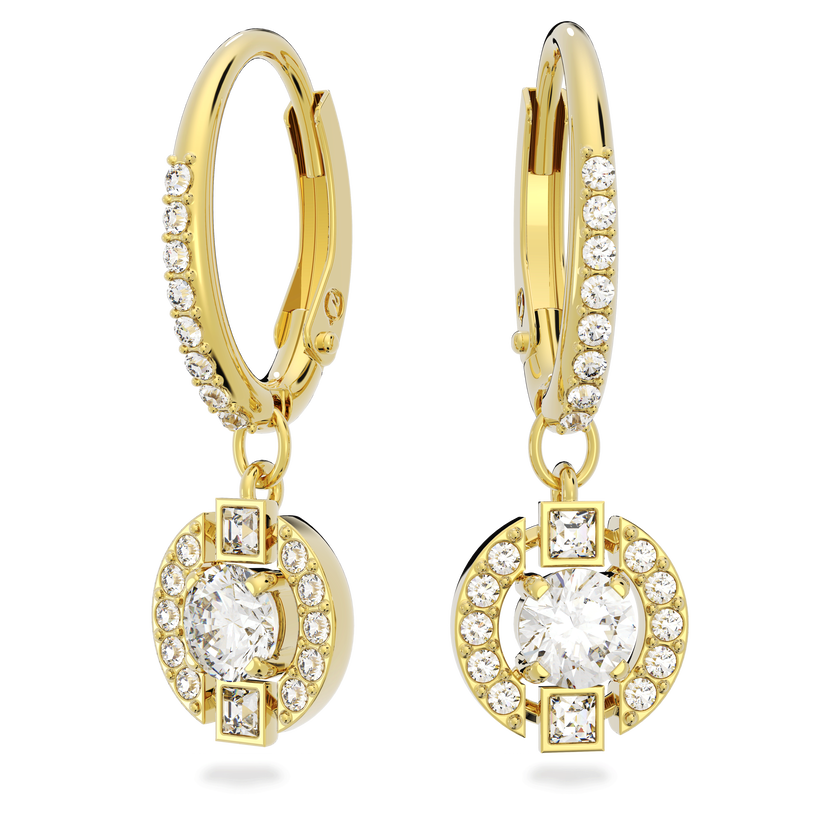 swarovski sparkling dance drop earrings  round cut  white  gold tone plated