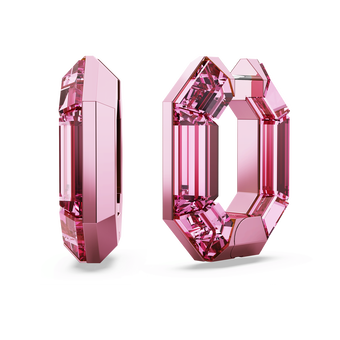 swarovski lucent hoop earrings octagon shape small pink