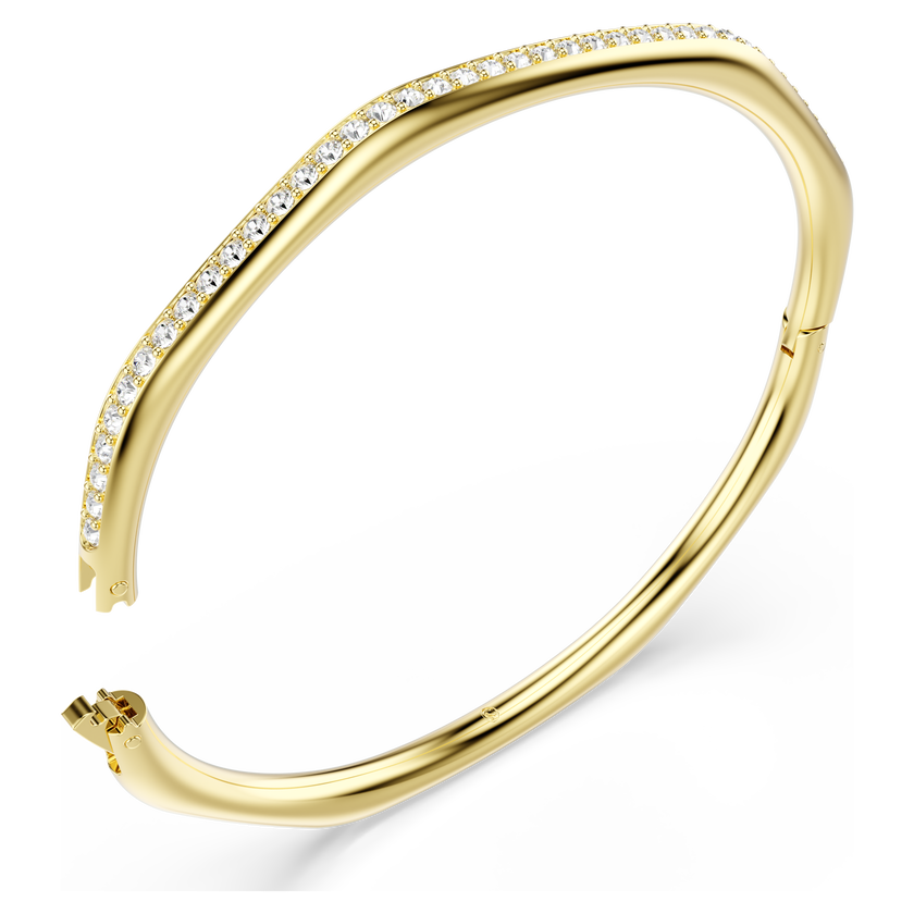 swarovski dextera bangle  octagon shape  round cut  white  gold tone plated