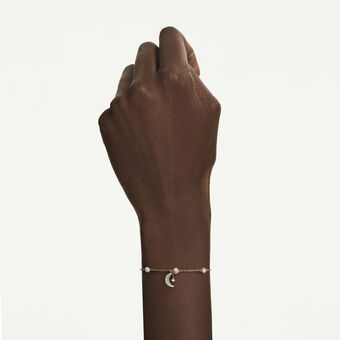 swarovski symbolica bracelet  round cut  moon  white  18k gold finish