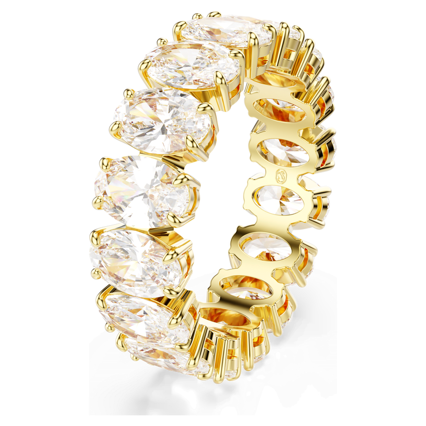swarovski matrix ring  oval cut  white  gold tone plated