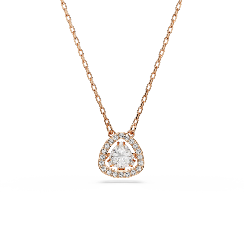 swarovski una angelic set  set  2   triangle cut  pink  18k rose gold finish
